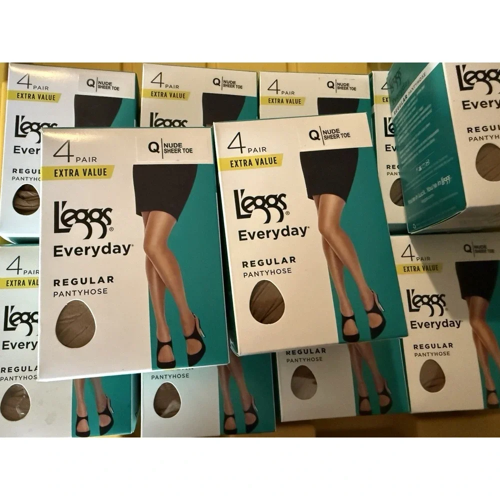 Lot 2 L'eggs Pantyhose Q Large Nude Sheer Toe Everyday 4 Pair Packs - Picture 3 of 3